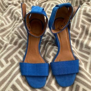 Blue Leather Block Heels sz 7